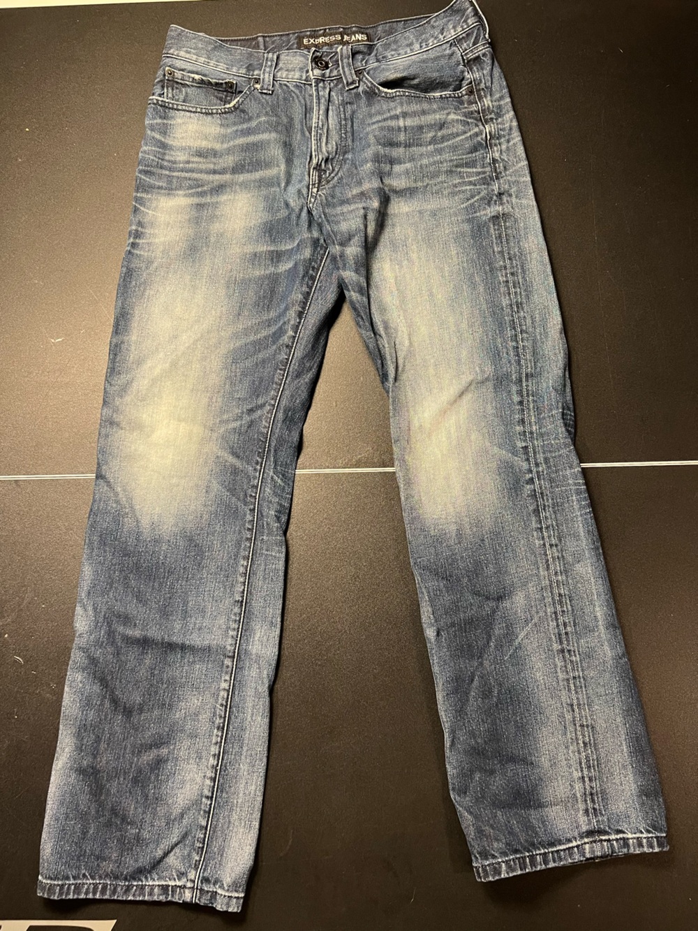 Express Men's Light Blue Washed Slim Straight Jeans 30x32